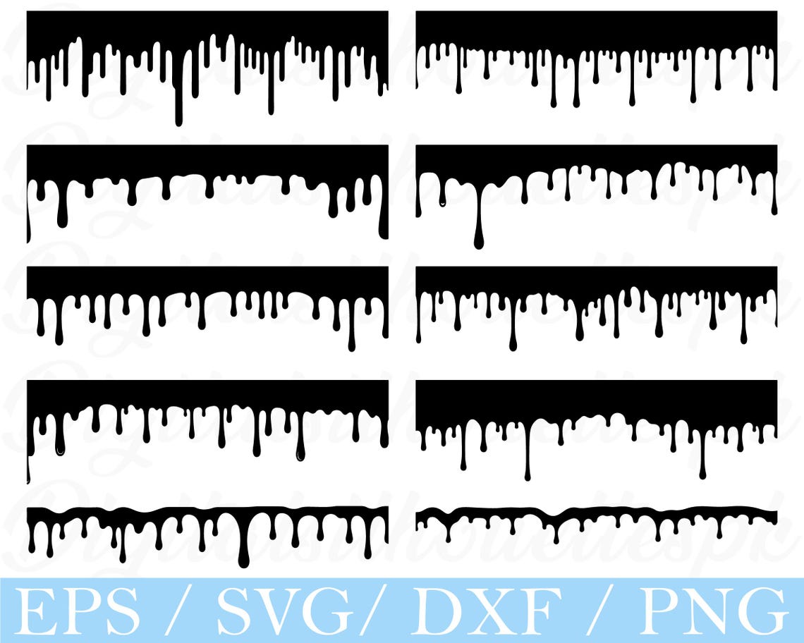 Dripping Border Svg, Dripping Borders Silhouette, Dxf, Png - Etsy