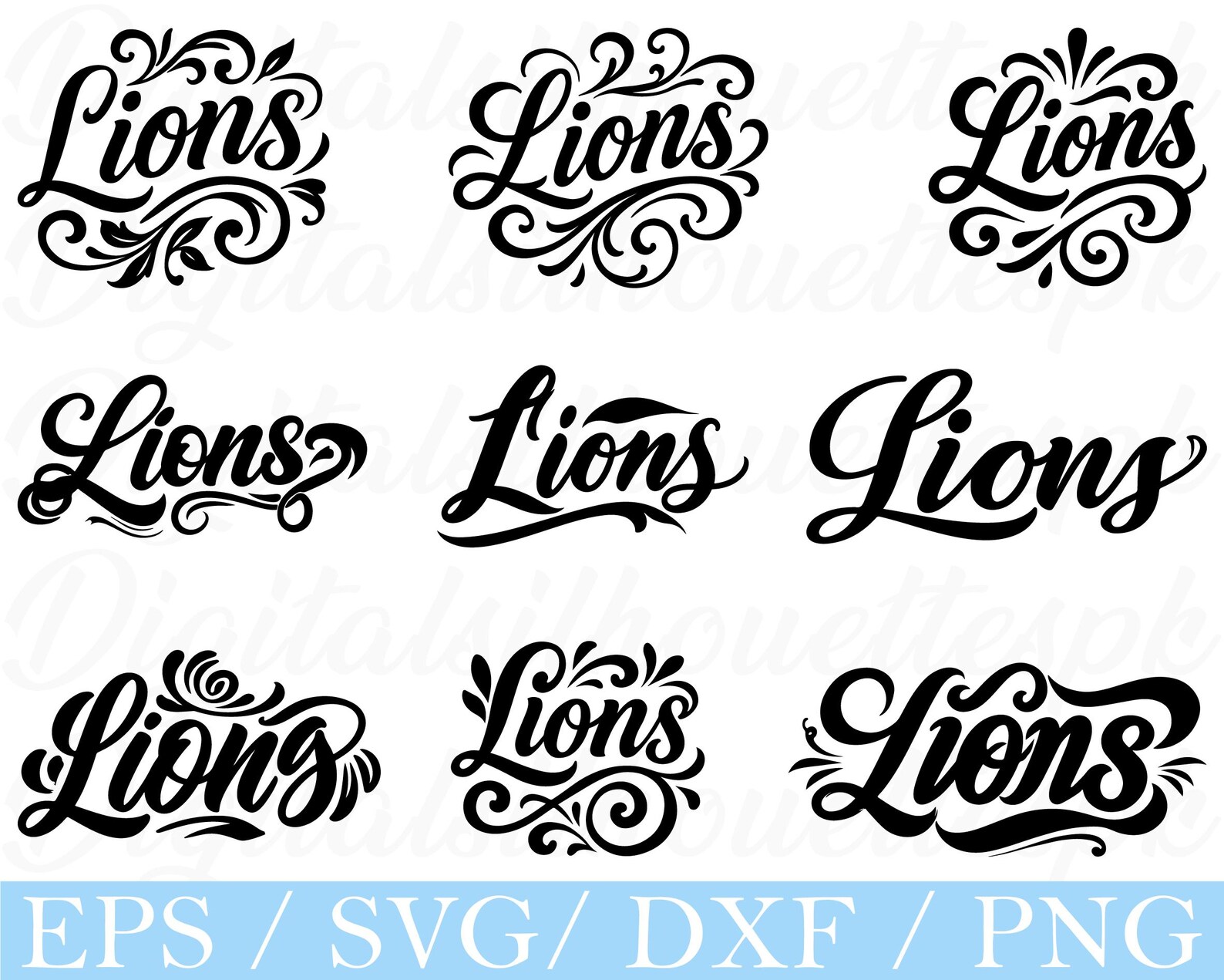 Lions Typography Svg, Lions Text Silhouette, Dxf, Png - Etsy