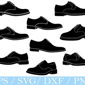 Dress Shoes Silhouette: Men&#39;s Formal Shoes SVG, PNG, DXF (Digital Download)