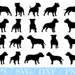 Staffordshire Bull Terrier Hund Svg, Staffordshire Hund Silhuett, Dxf, Png