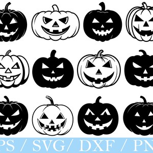 Pumpa SVG-paket: Halloween-silhuettvektorgrafik (digital nedladdning)