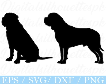 English Mastiff Dog Silhouette: SVG, PNG, DXF Files (Digital Download)