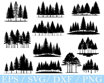 Tree Forest Silhouette Vector, SVG, DXF, PNG (Digital Download)