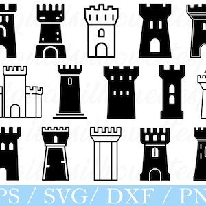 Medieval Fortified Tower Svg, Fortified Tower Vector, Dxf, Png