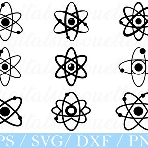 Atom Icon Svg, Atom Silhouette, Dxf, Png