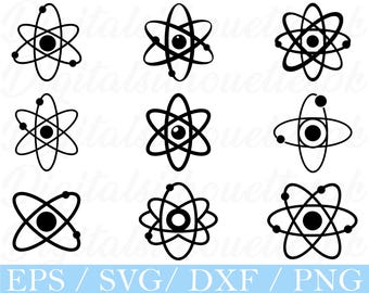 Atom Icon Svg, Atom Silhouette, Dxf, Png