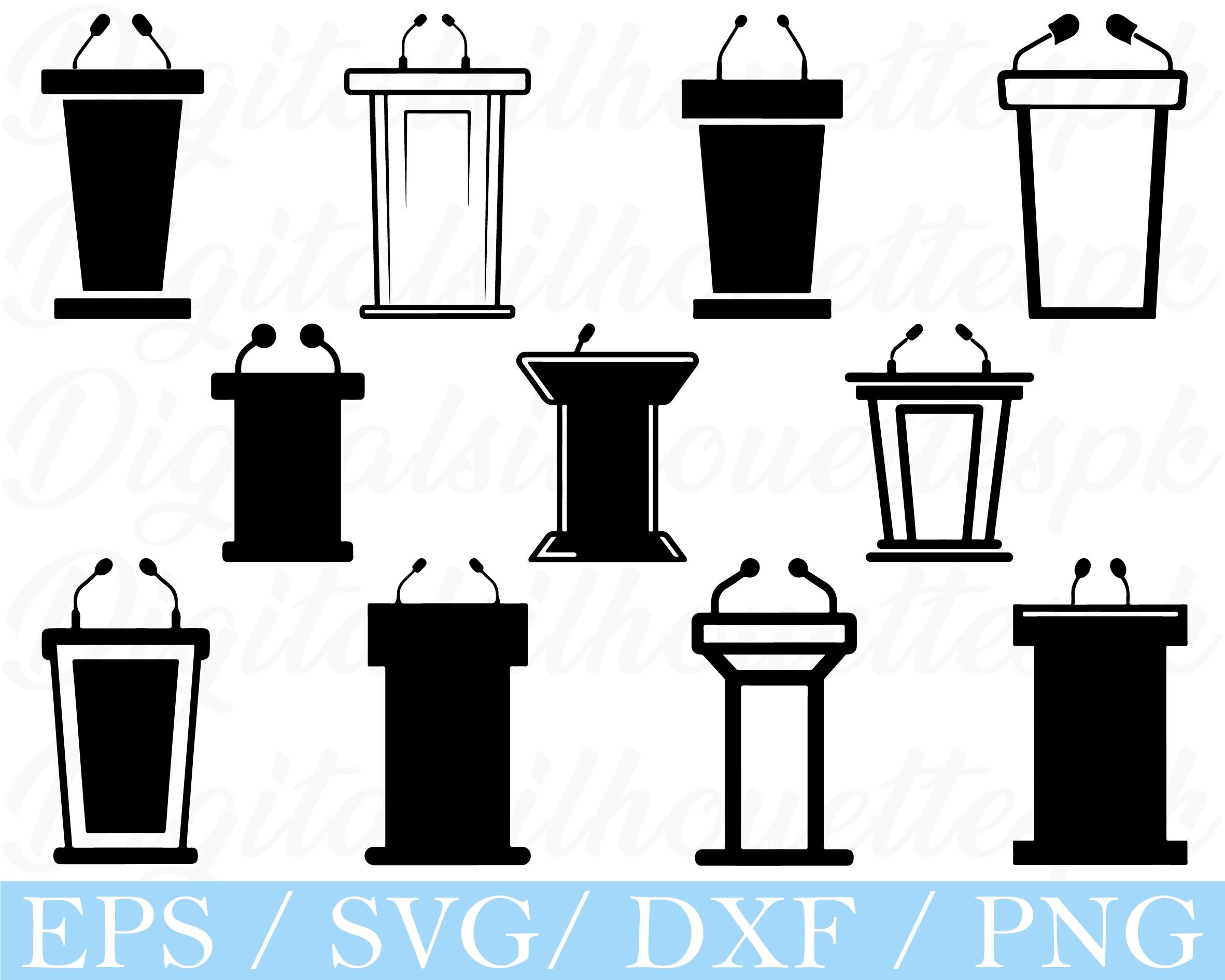 Speaker Podium Stand SVG: Silhouette Vector Graphics (digital Download ...