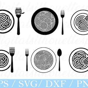 Pasta Plate Svg, Pasta Plate Silhouette, Dxf, Png