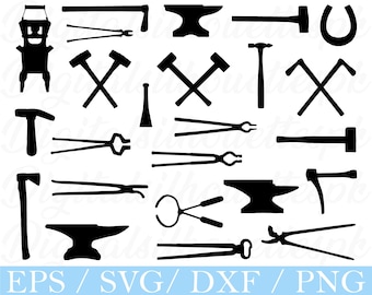 Blacksmith Tools Svg, Blacksmith Tools Silhouette, Dxf, Png