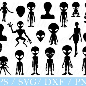 Funny Alien Svg, Alien Silhouette, Dxf, Png