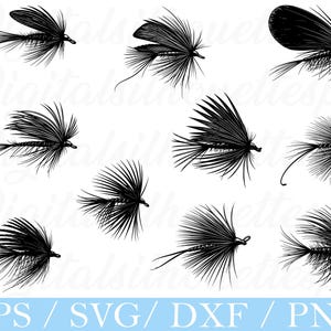 Vintage Dry Fly Fishing Svg, Dry Fly Fishing Silhouette, Dxf, Png