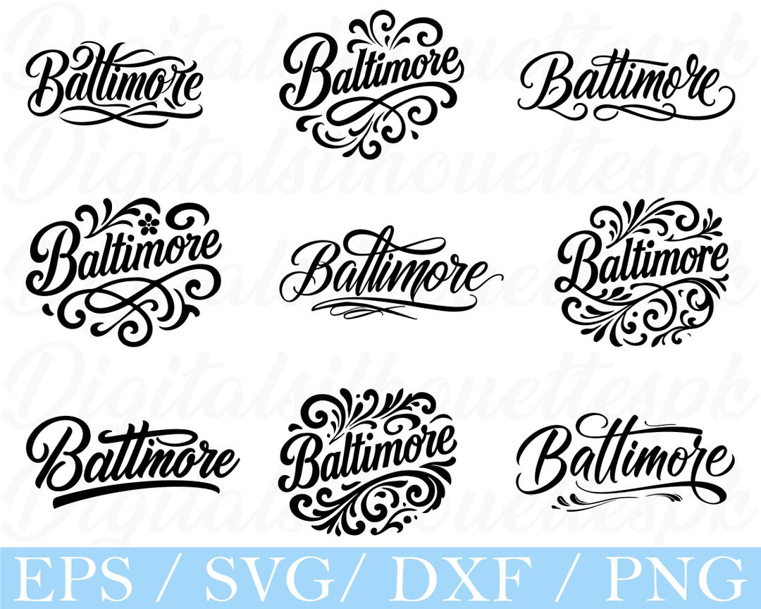 Baltimore Typography Svg, Baltimore Text Silhouette, Dxf, Png - Etsy