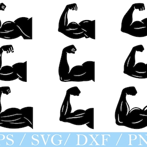 Biceps Svg, Bicep Silhouette, Bicep Cut File, Bicep Vector, Dxf, Png