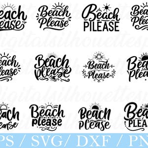 Beach Please Typography Svg, Beach Please Vector, Dxf, Png