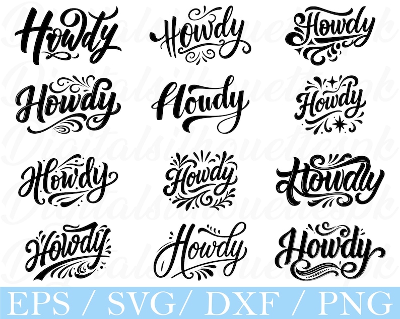 Howdy Text Howdy Typography Svg, Howdy Text Silhouette, Dxf, Png - Etsy