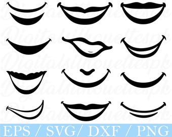 Smiles Svg, Smile Silhouette, Dxf, Png