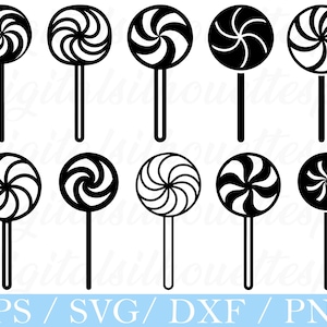 Svg de sucette de Noël, silhouette de sucette de Noël, Dxf, Png