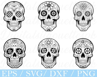 Sugar Skull Vector Art: SVG, PNG, DXF Files (Digital Download)