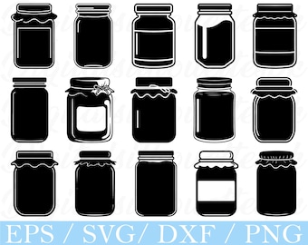 Vintage Jam Jar SVG: Silhouette, DXF, PNG (Digital Download)