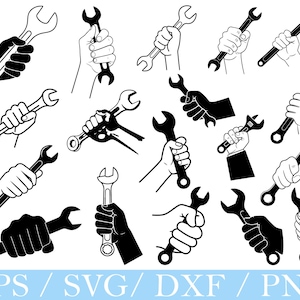 Hand Holding Wrench Svg, Dxf, Png, Silhouette