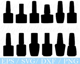 Nail Polish Bottles Svg, Nail Polish Bottle Silhouette, Dxf, Png