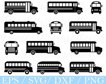 Autobús escolar SVG, silueta de autobús escolar, DXF, PNG