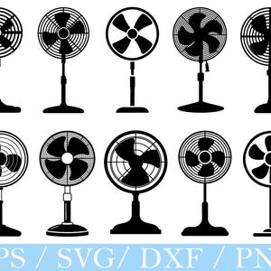 Pedestal Fan Svg, Pedestal Fan Silhouette, Pedestal Fan Vector, Pedestal Fan Cut File, Dxf, Png