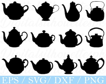Teapot Svg, Teapot Silhouette, Dxf, Png