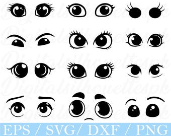 Occhi dei cartoni animati Svg, Silhouette degli occhi, Dxf, Png