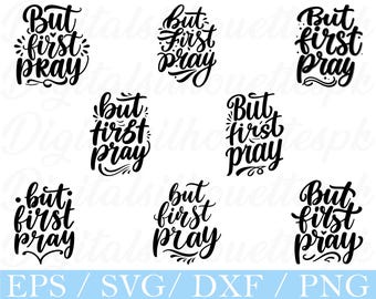 Pray Typography SVG: First Pray Text Vector, Dxf, Png (Digital Download)