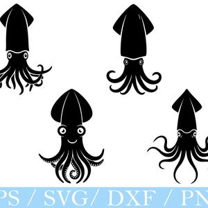 Inktvis Svg, Inktvis Silhouet, Inktvis Vector, Dxf, Png