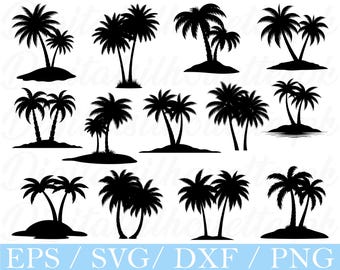 Palm Tree Island SVG: Tropical Silhouette Cut Files (Digital Download)