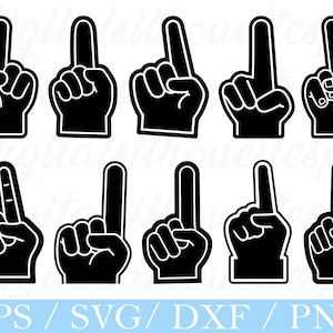 Foam Finger Svg, Foam Finger Silhouette, Dxf, Png