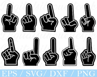 Foam Finger SVG Bundle: Silhouette Graphics for Crafts (Digital Download)