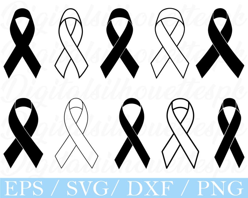 Best Ribbons Dxf Cancer Ribbon Svg, Outlined Cancer Ribbons Silhouette, Dxf, Png - Etsy