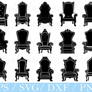 Throne Svg, Throne Silhouette, Throne Cut File, Dxf, Png