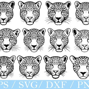 Luipaard gezicht Svg, luipaard gezicht silhouet, luipaard gezicht vector, dxf, png