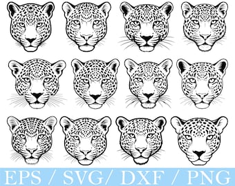 Leopard Face Svg, Leopard Face Silhouette, Leopard Face Vector, Dxf, Png