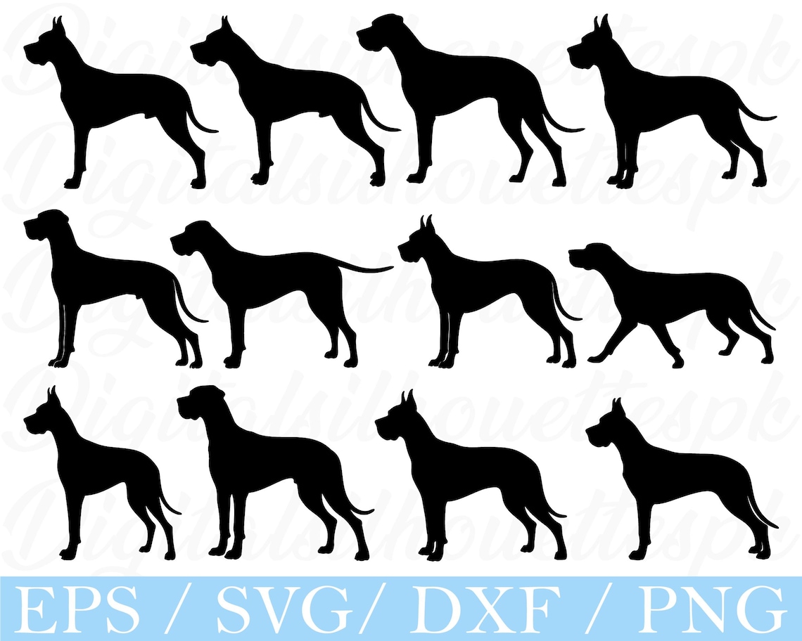 Great Dane Dog Svg, Great Dane Silhouette, Dxf, Png - Etsy