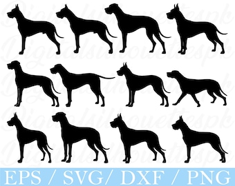 Great Dane Dog Svg, Great Dane Silhouette, Dxf, Png