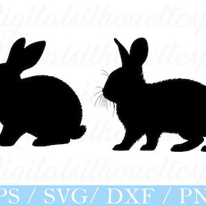 Rabbit Svg, Rabbit Silhouette, Rabbit Cut File, Dxf, Png