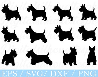 Scottish Terrier Dog Svg, Scottish Terrier Dogs Silhouette, Dxf, Png