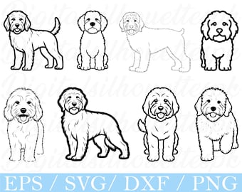 Goldendoodle Dog Outline SVG: Silhouette Vector Graphics (Digital Download)