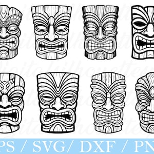 Tiki Mask Svg, Tiki Mask Silhouette, Dxf, Png