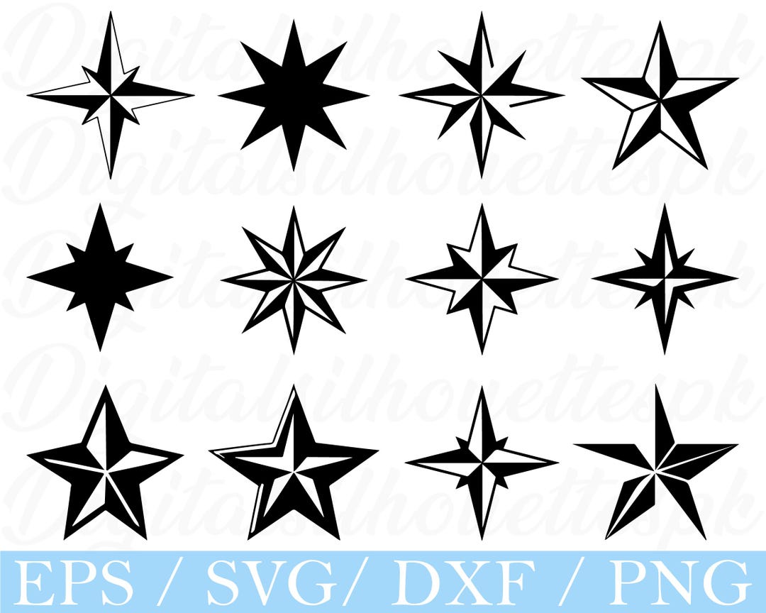 North Star Svg, North Star Silhouette, Dxf, Png Etsy