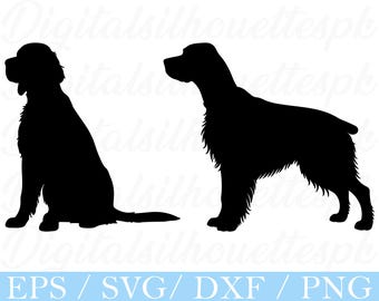 Silueta de perro Setter Inglés en formatos SVG, DXF y PNG (descarga digital).