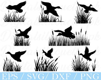 Mallard Duck Flying Silhouette: SVG, DXF, PNG (Digital Download)