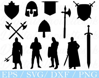 Middeleeuwse Svg, Middeleeuws silhouet, Dxf, Png
