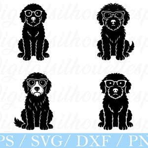 Goldendoodle Wearing Glasses Svg, Goldendoodle Dog Silhouette, Dxf, Png