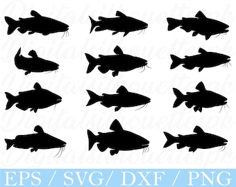 Catfish Svg, Catfish Silhouette, Dxf, Png